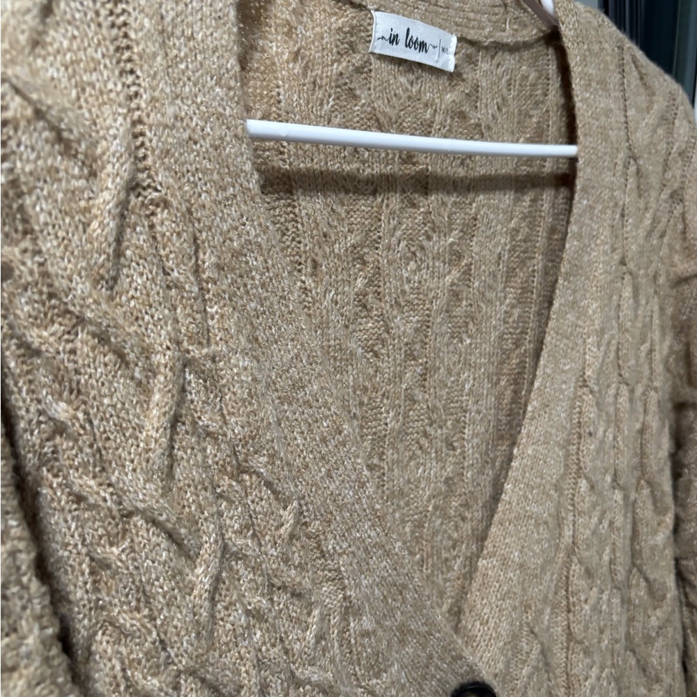 In Bloom Women's Beige Cable Knit Cardigan